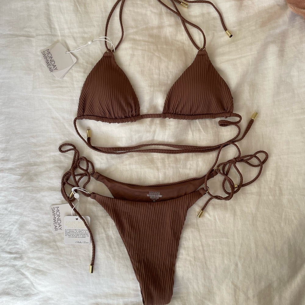 NWT Monday Swimwear Ribbed Bikini Set